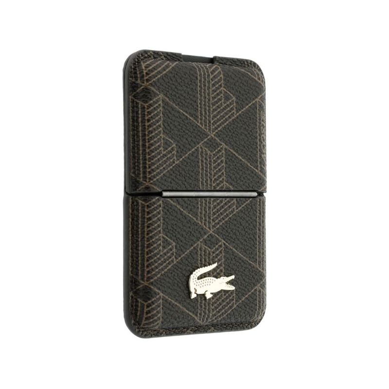 Lacoste PVC Blend Monogram Petit Pique MagSafe Peněženka se Stojánkem Brown