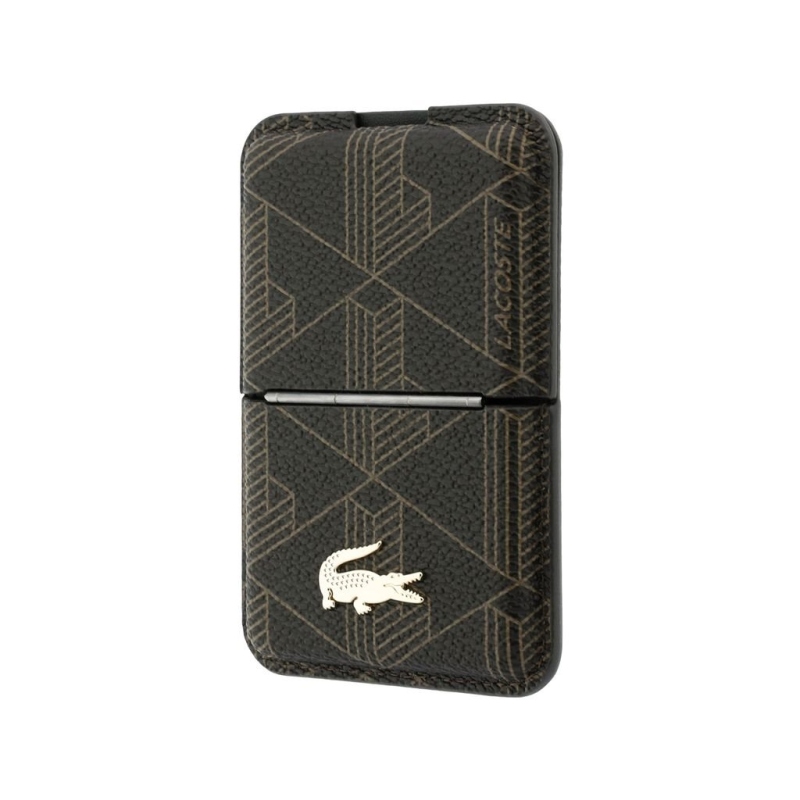 Lacoste PVC Blend Monogram Petit Pique MagSafe Peněženka se Stojánkem Brown