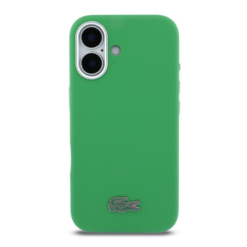 Lacoste PVC Iconic Petit Pique Metal Logo MagSafe Zadní Kryt pro iPhone 16 Estragon Green