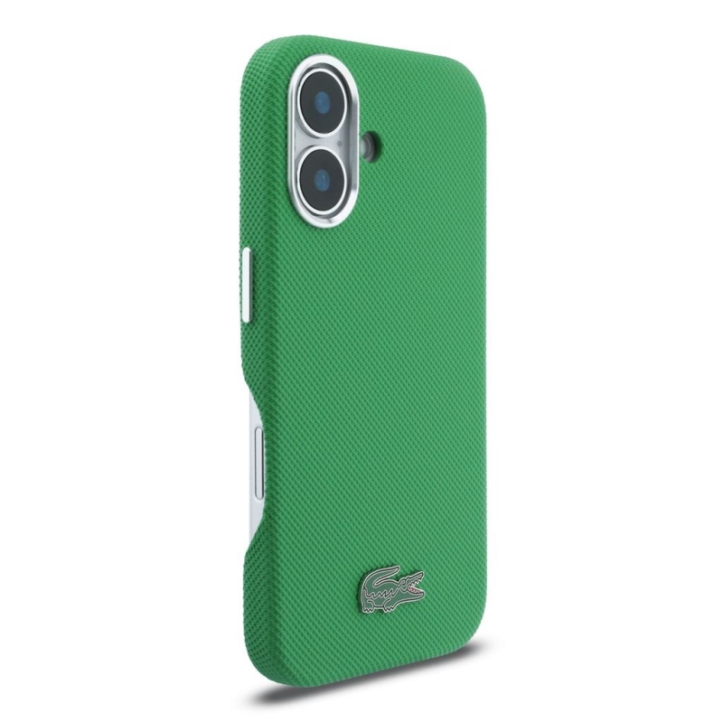 Lacoste PVC Iconic Petit Pique Metal Logo MagSafe Zadní Kryt pro iPhone 16 Estragon Green