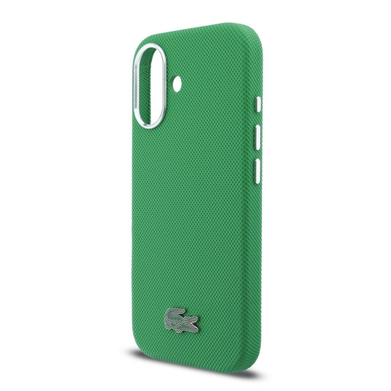 Lacoste PVC Iconic Petit Pique Metal Logo MagSafe Zadní Kryt pro iPhone 16 Estragon Green