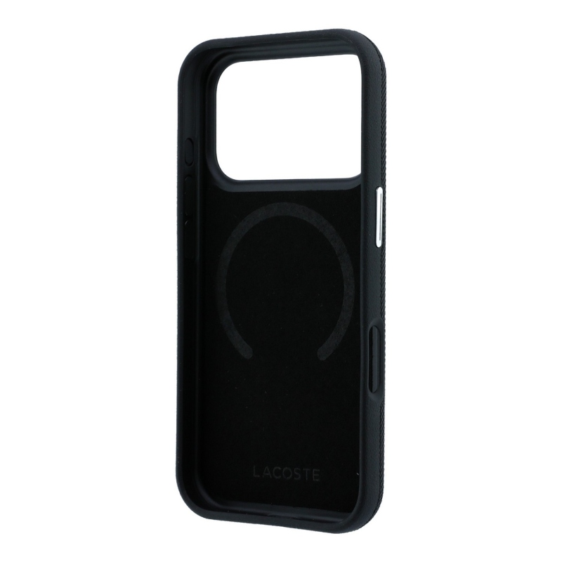 Lacoste PVC Petit Pique Semi Wrap Embossed MagSafe Zadní Kryt pro iPhone 18 Pro Black