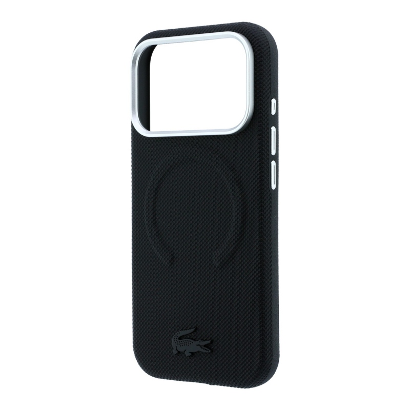 Lacoste PVC Petit Pique Semi Wrap Embossed MagSafe Zadní Kryt pro iPhone 18 Pro Black