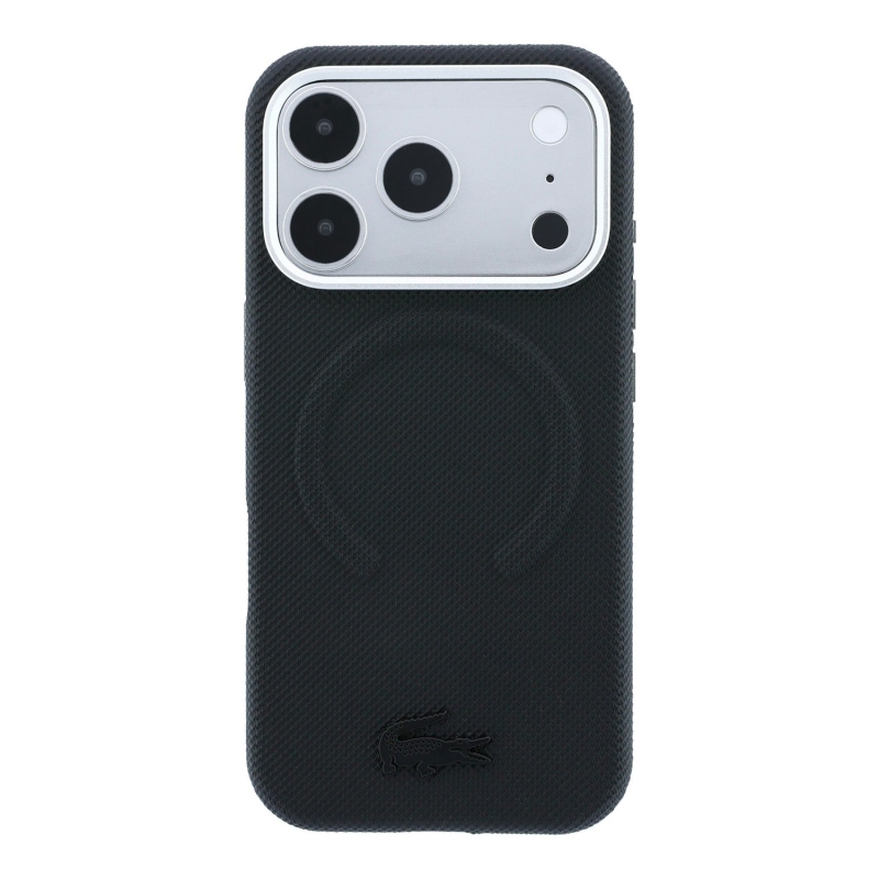 Lacoste PVC Petit Pique Semi Wrap Embossed MagSafe Zadní Kryt pro iPhone 18 Pro Black