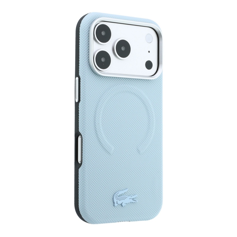 Lacoste PVC Petit Pique Semi Wrap Embossed MagSafe Zadní Kryt pro iPhone 18 Pro Blue