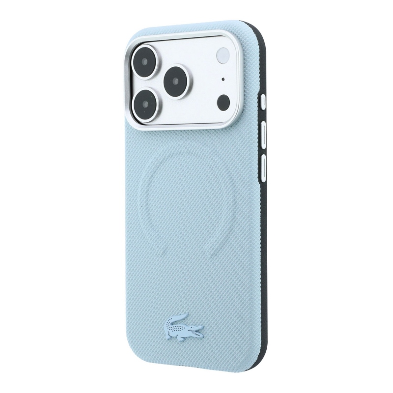 Lacoste PVC Petit Pique Semi Wrap Embossed MagSafe Zadní Kryt pro iPhone 18 Pro Blue