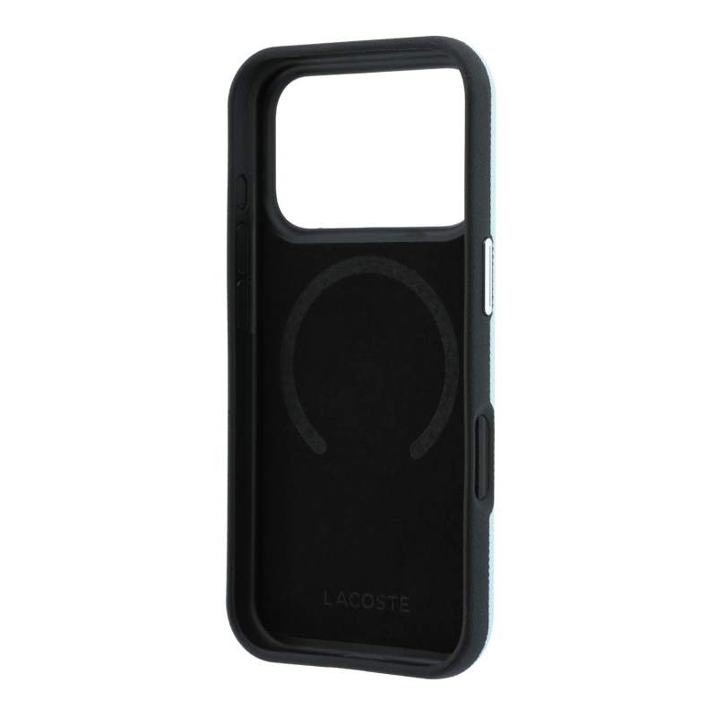 Lacoste PVC Petit Pique Semi Wrap Embossed MagSafe Zadní Kryt pro iPhone 18 Pro Blue