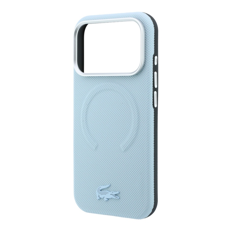 Lacoste PVC Petit Pique Semi Wrap Embossed MagSafe Zadní Kryt pro iPhone 18 Pro Blue