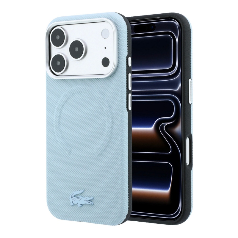 Lacoste PVC Petit Pique Semi Wrap Embossed MagSafe Zadní Kryt pro iPhone 18 Pro Blue