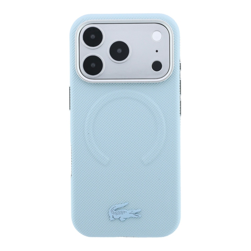Lacoste PVC Petit Pique Semi Wrap Embossed MagSafe Zadní Kryt pro iPhone 18 Pro Blue