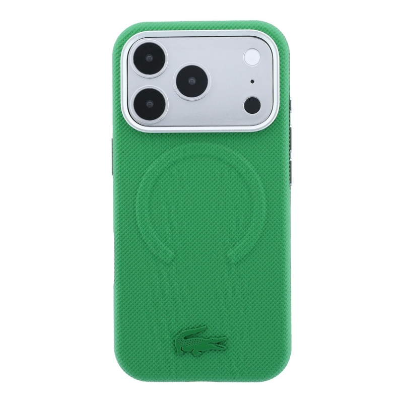 Lacoste PVC Petit Pique Semi Wrap Embossed MagSafe Zadní Kryt pro iPhone 18 Pro Estragon