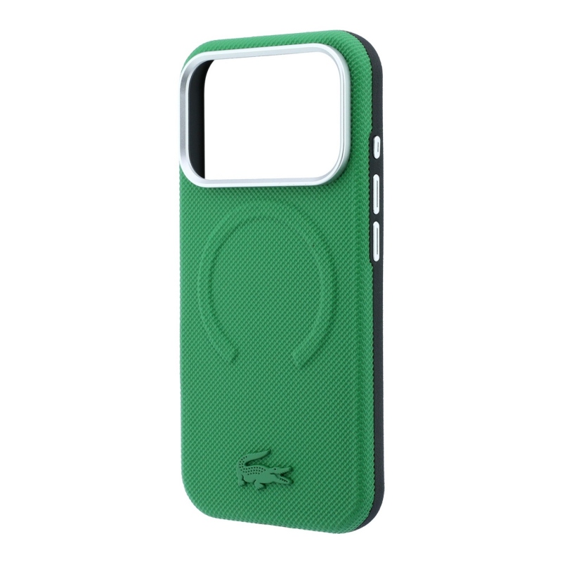 Lacoste PVC Petit Pique Semi Wrap Embossed MagSafe Zadní Kryt pro iPhone 18 Pro Estragon