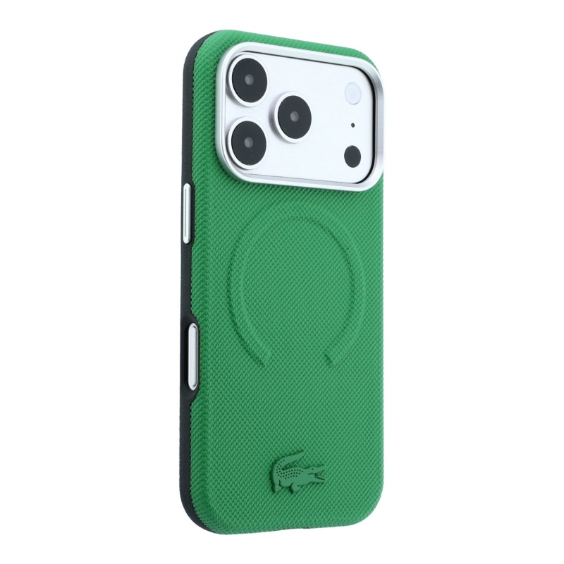 Lacoste PVC Petit Pique Semi Wrap Embossed MagSafe Zadní Kryt pro iPhone 18 Pro Estragon
