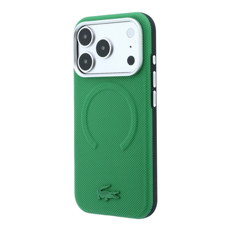 Lacoste PVC Petit Pique Semi Wrap Embossed MagSafe Zadní Kryt pro iPhone 18 Pro Estragon