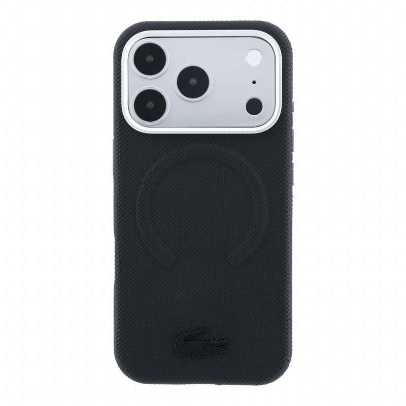 Lacoste PVC Petit Pique Semi Wrap Embossed MagSafe Zadní Kryt pro iPhone 18 Pro Max Black