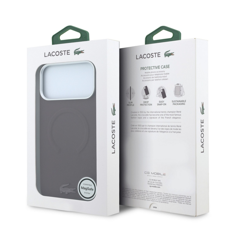 Lacoste PVC Petit Pique Semi Wrap Embossed MagSafe Zadní Kryt pro iPhone 18 Pro Max Burgundy