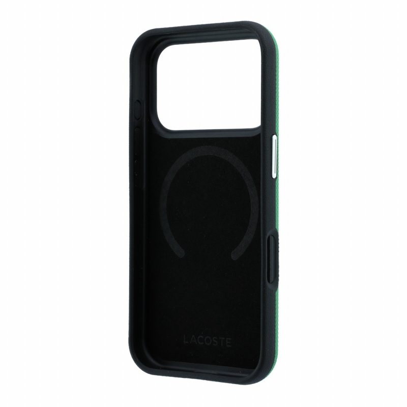 Lacoste PVC Petit Pique Semi Wrap Embossed MagSafe Zadní Kryt pro iPhone 18 Pro Max Estragon
