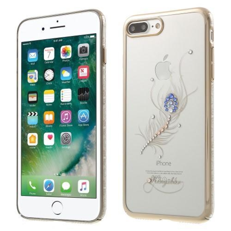 Lady plastový obal zdobený Swarovski crystal na iPhone 8 Plus a iPhone 7 Plus - pírko
