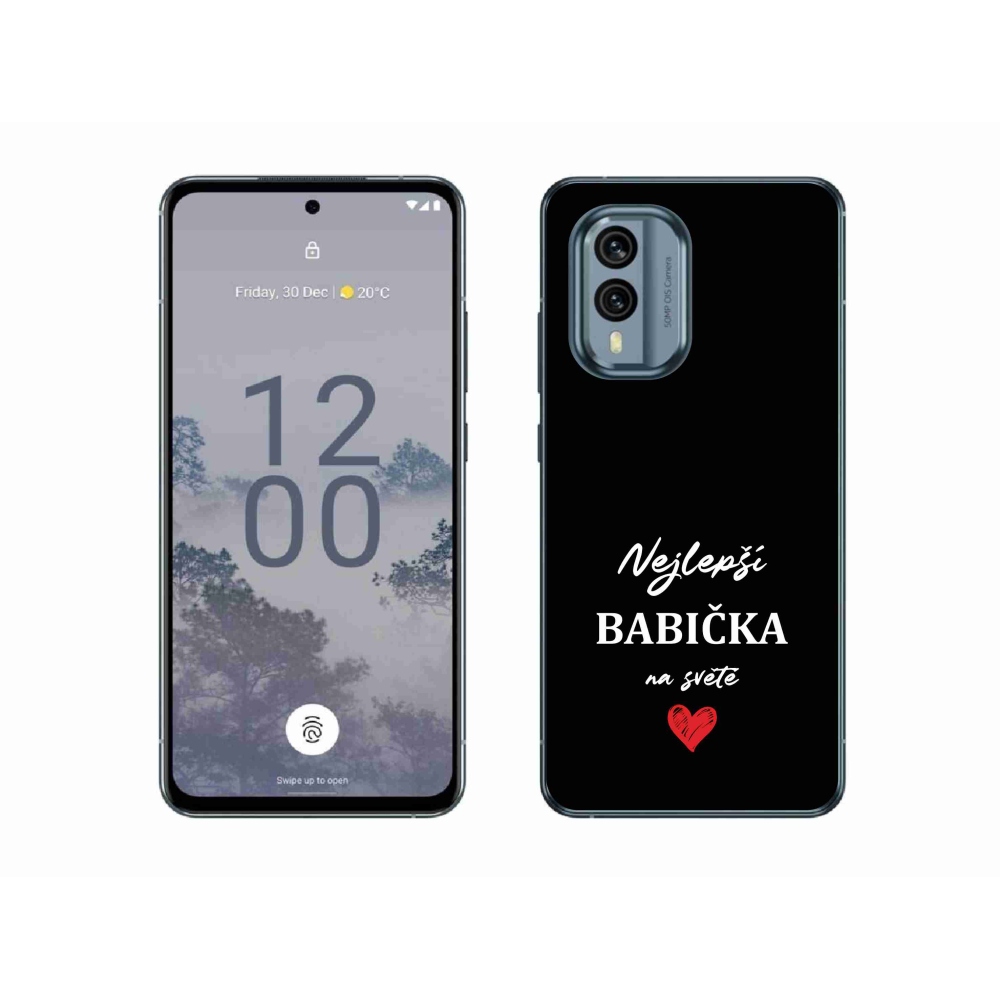 Gelový kryt mmCase na Nokia X30 5G - nejlepší babička 1 černé pozadí