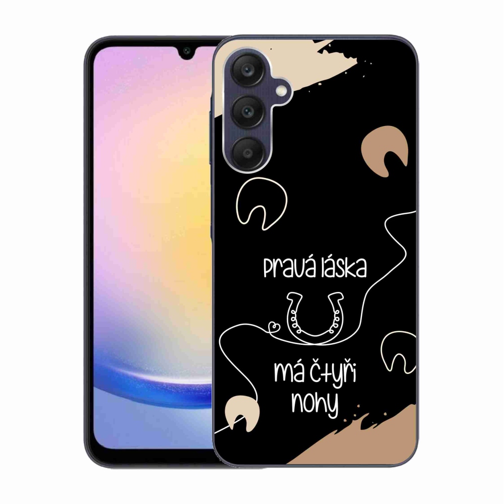 Gelový kryt mmCase na Samsung Galaxy A25 5G - koňský motiv černé pozadí