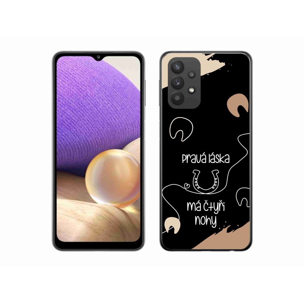 Gelový kryt mmCase na Samsung Galaxy A32 5G - koňský motiv černé pozadí