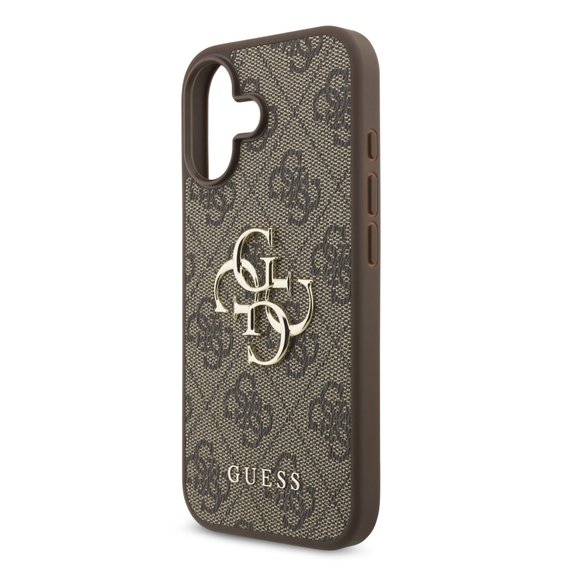 Guess PU 4G Metal Logo Zadní Kryt pro iPhone 17 Brown