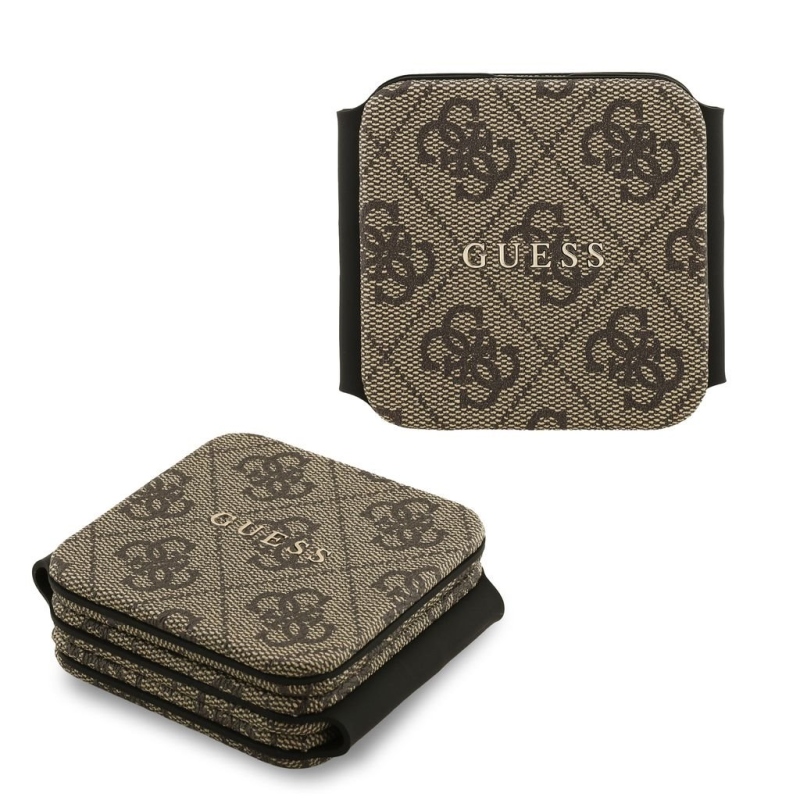 Guess PU 4G MagSafe Bezdrátová Nabíječka 3v1 Brown