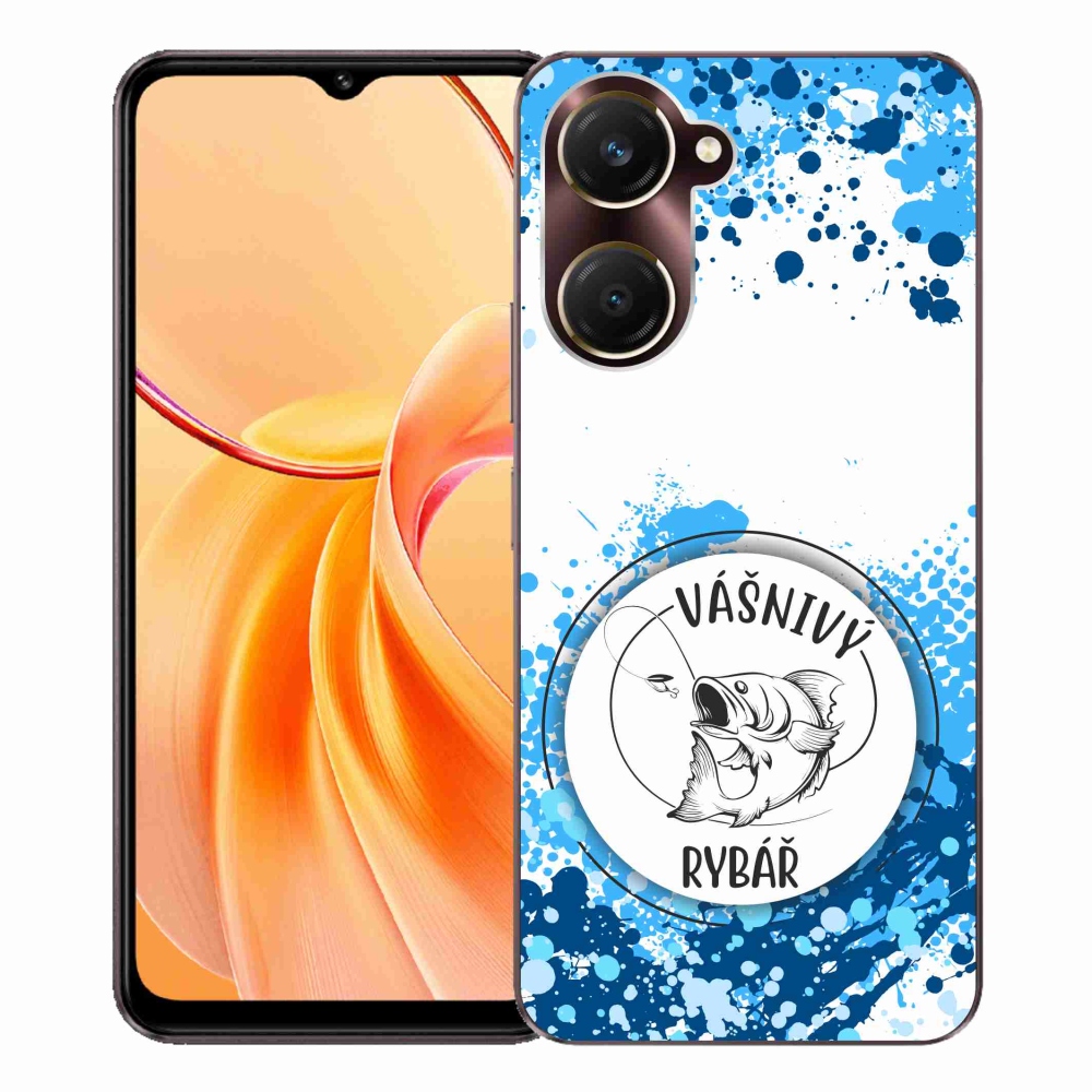 Gelový kryt mmCase na Vivo Y28s 5G - vášnivý rybář bílé pozadí