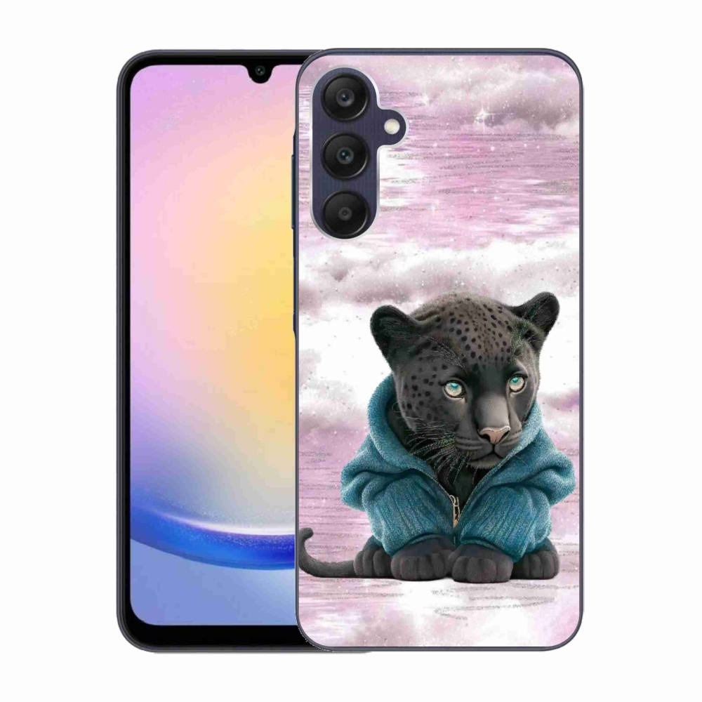Gelový kryt mmCase na Samsung Galaxy A25 5G - černý panter ve svetru