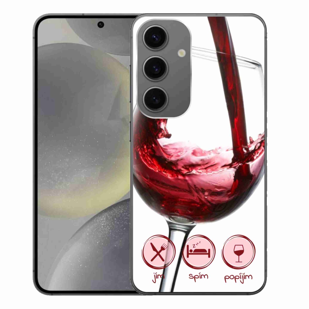 Gelový obal mmCase na Samsung Galaxy S24+ - sklenička vína červené