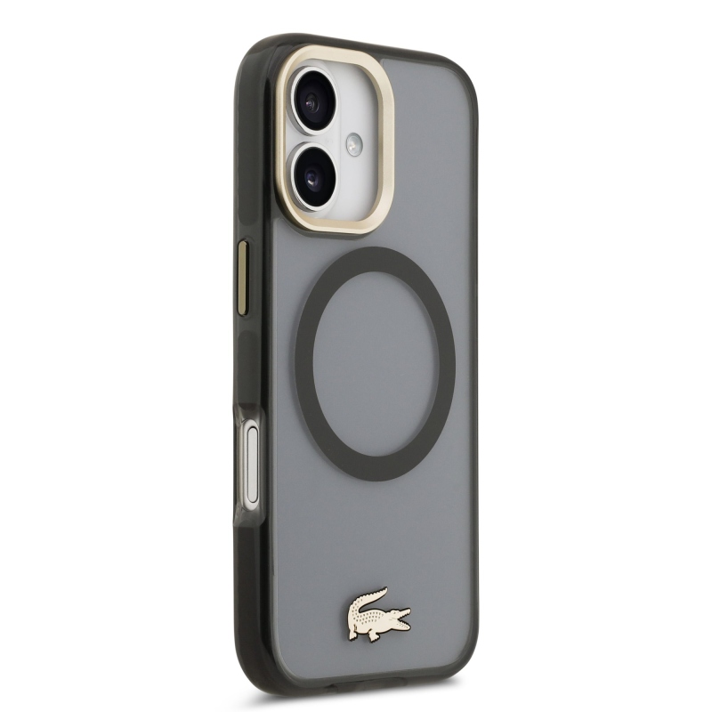 Lacoste PC/TPU Frosted Finish Gold Logo MagSafe Zadní Kryt pro iPhone 17 Black