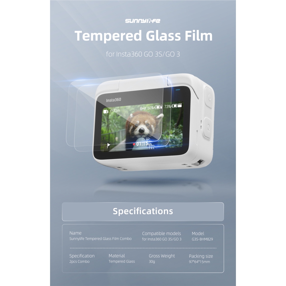Tvrzené sklo na displej pro Insta360 GO 3 / GO 3S (2 ks)