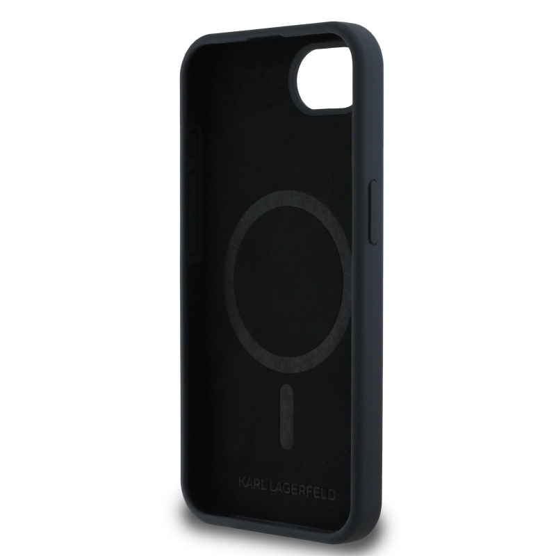 Karl Lagerfeld Liquid Silicone K&CH Heads MagSafe Zadní Kryt pro iPhone 16e Black