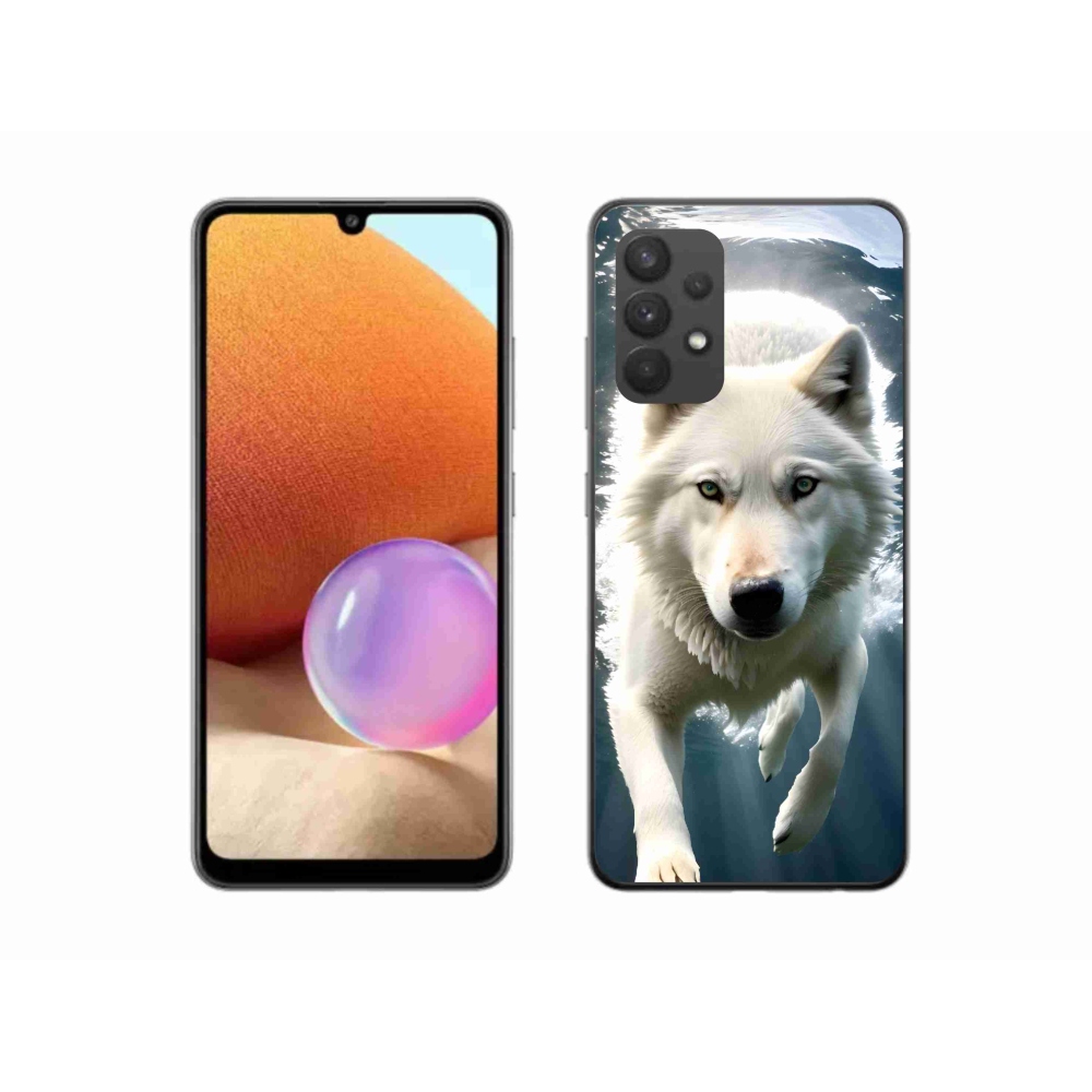 Gelový kryt mmCase na Samsung Galaxy A32 4G - bílý vlk