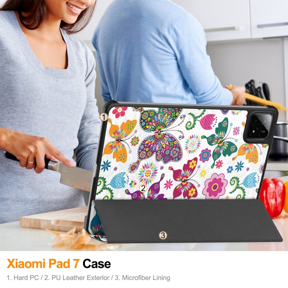 Patty chytré polohovací pouzdro na tablet Xiaomi Pad 7/7 Pro - motýli