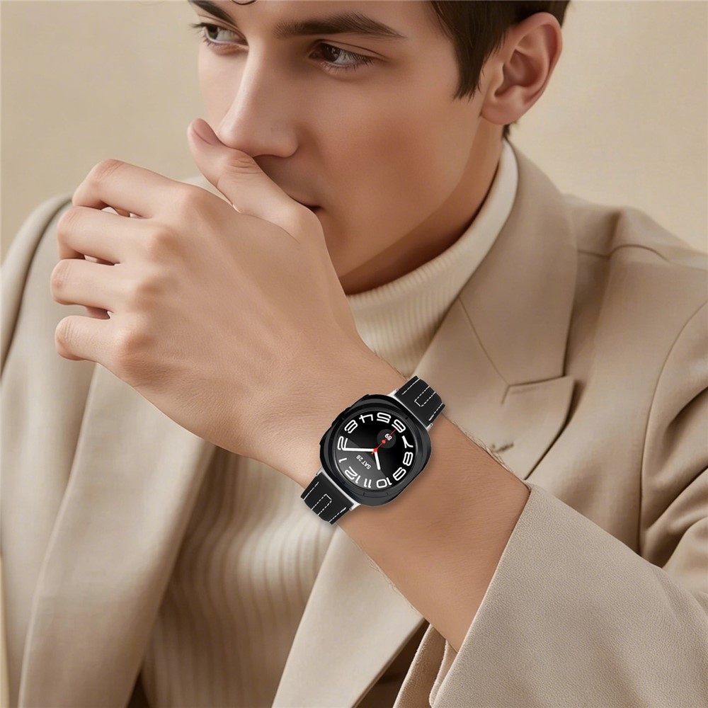 Leathe koženkový řemínek na Samsung Galaxy Watch8 Classic 46mm/Watch8 44mm/40mm - černý
