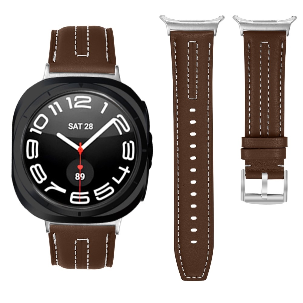 Leathe koženkový řemínek na Samsung Galaxy Watch8 Classic 46mm/Watch8 44mm/40mm - hnědý