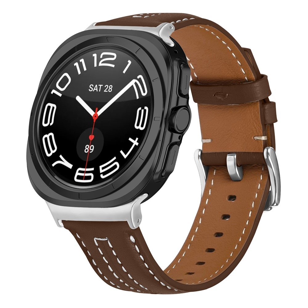 Leathe koženkový řemínek na Samsung Galaxy Watch8 Classic 46mm/Watch8 44mm/40mm - hnědý