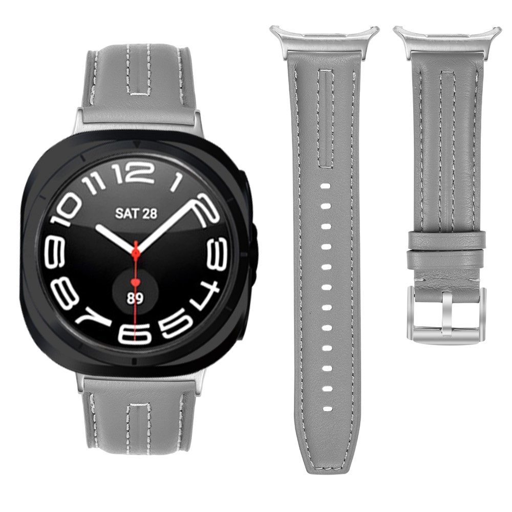 Leathe koženkový řemínek na Samsung Galaxy Watch8 Classic 46mm/Watch8 44mm/40mm - světlešedý