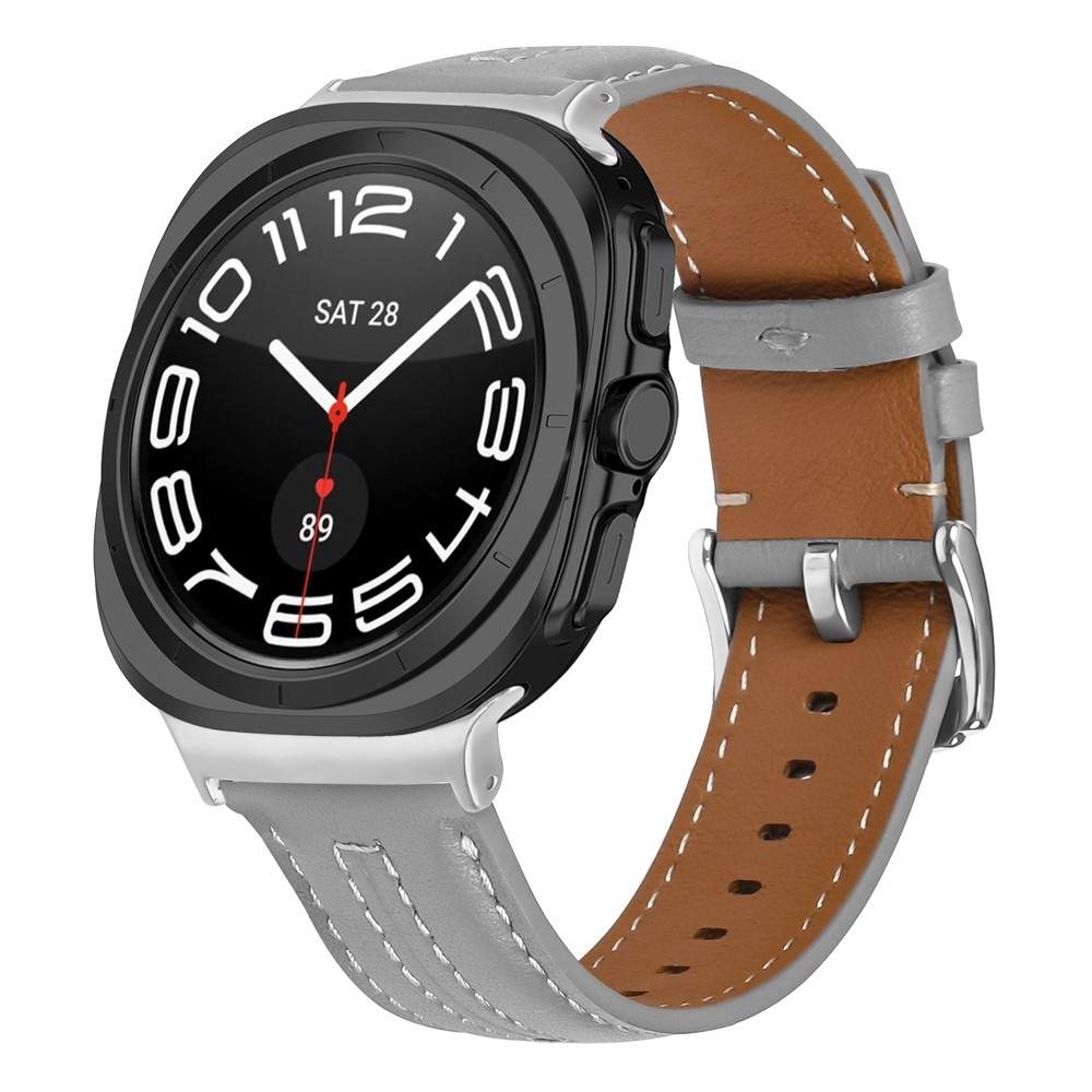 Leathe koženkový řemínek na Samsung Galaxy Watch8 Classic 46mm/Watch8 44mm/40mm - světlešedý