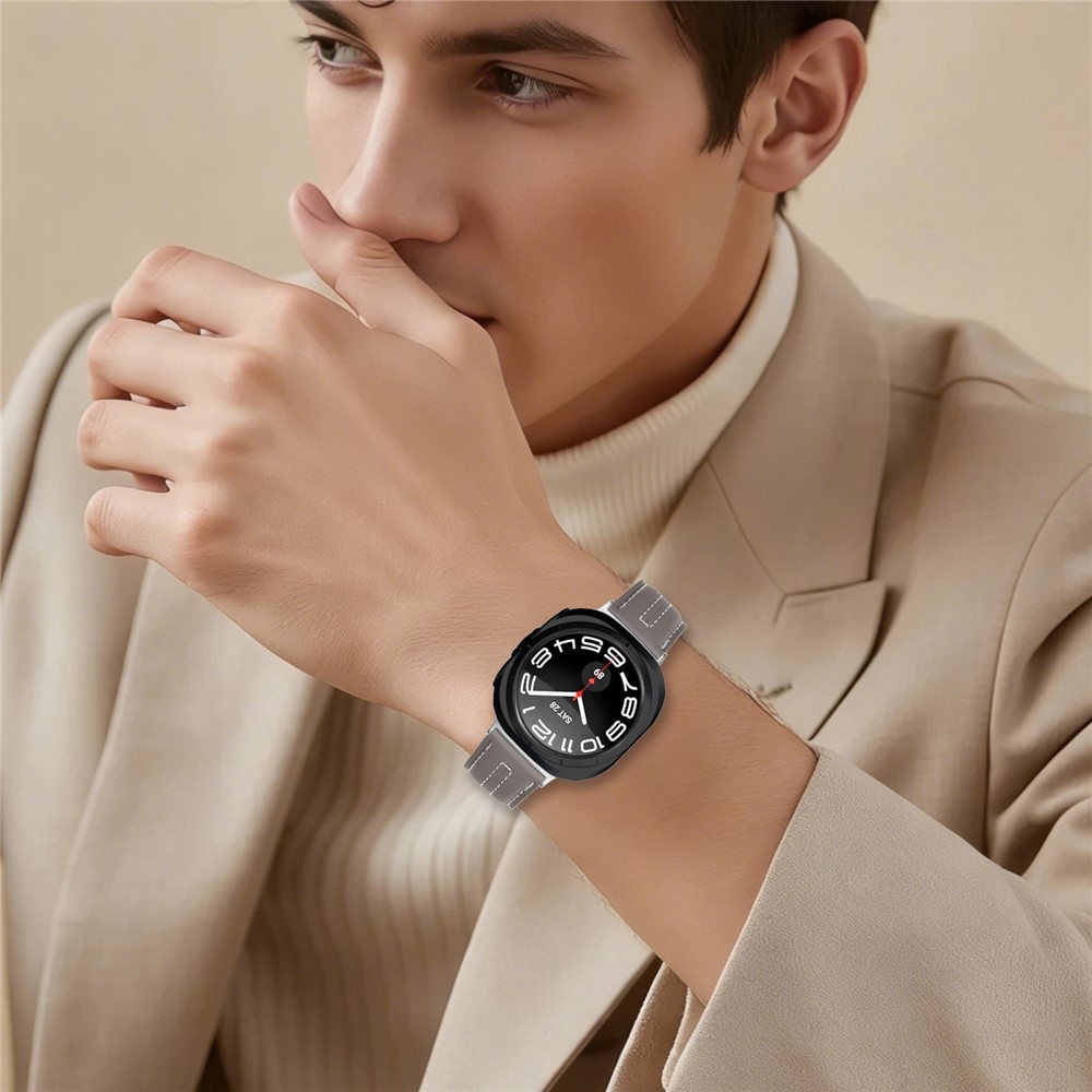 Leathe koženkový řemínek na Samsung Galaxy Watch8 Classic 46mm/Watch8 44mm/40mm - tmavěšedý