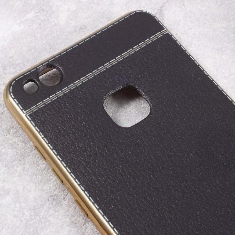 Leathy gelový obal s PU koženými zády na Huawei P10 Lite - černý