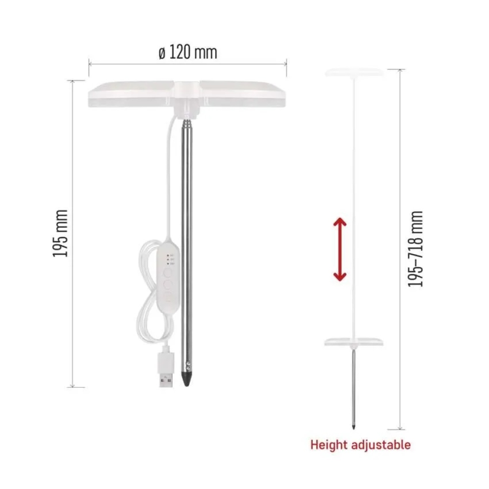 LED GROW pěstební lampa 8 W, časovač, stmívatelná - bílá