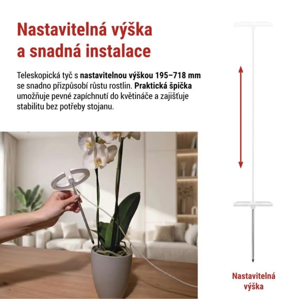 LED GROW pěstební lampa 8 W, časovač, stmívatelná - bílá