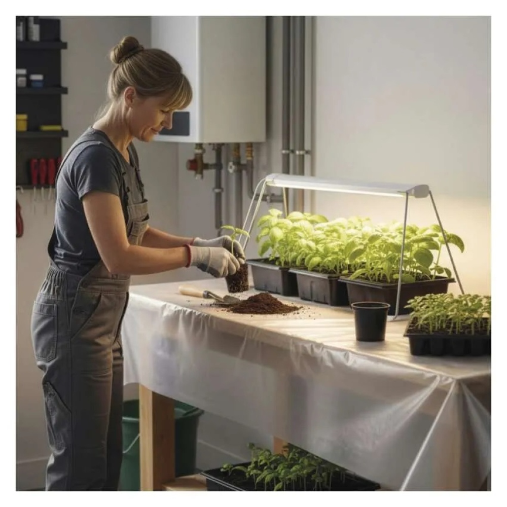 LED GROW pěstební lampa na sazenice 15 W, časovač - bílá