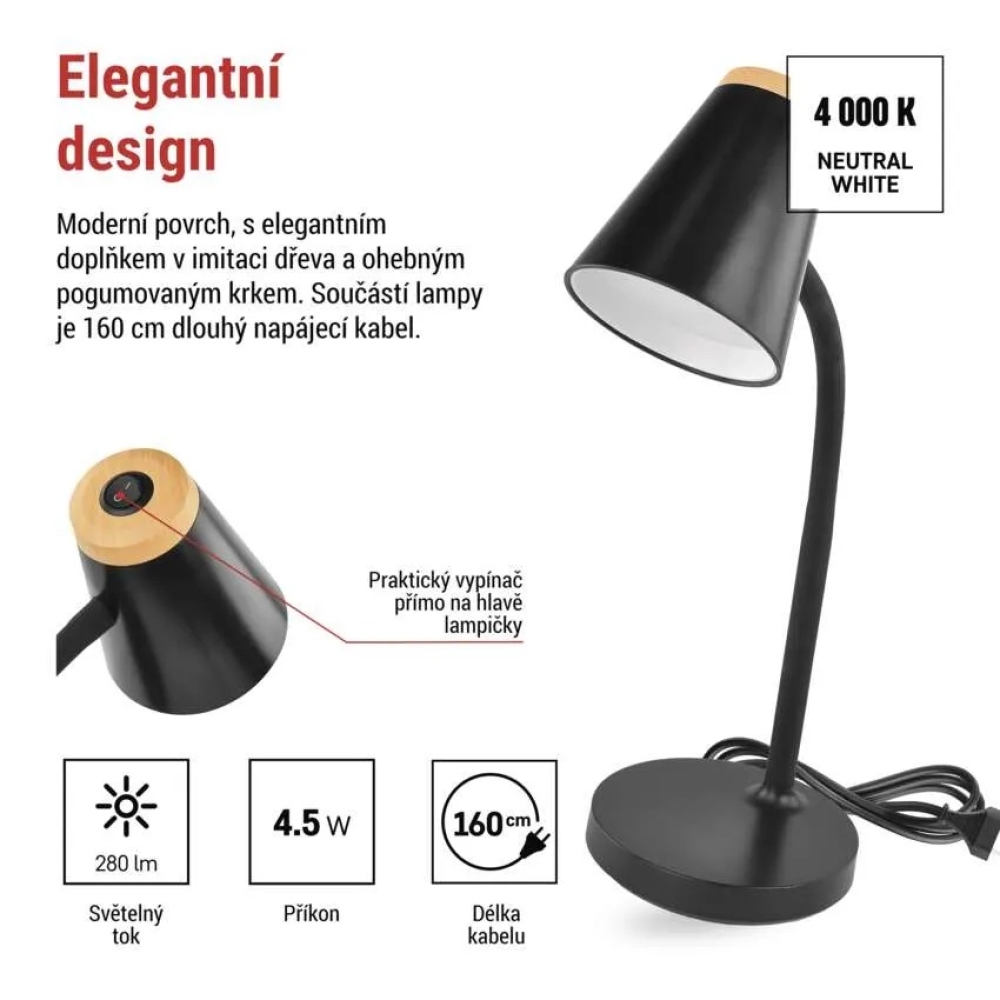 LED stolní lampa TARA - černá