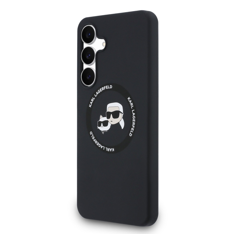 Karl Lagerfeld Liquid Silicone K&CH Heads MagSafe Zadní Kryt pro Samsung Galaxy S25 FE Black