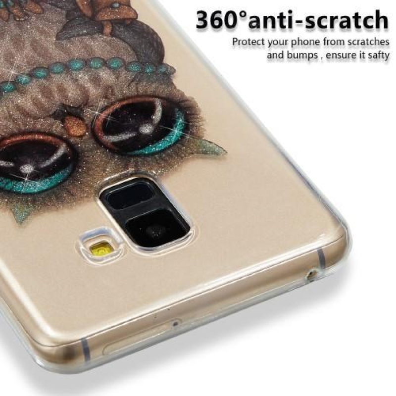 Lesklý gelový obal s motivem na Samsung Galaxy A8 (2018) - sova