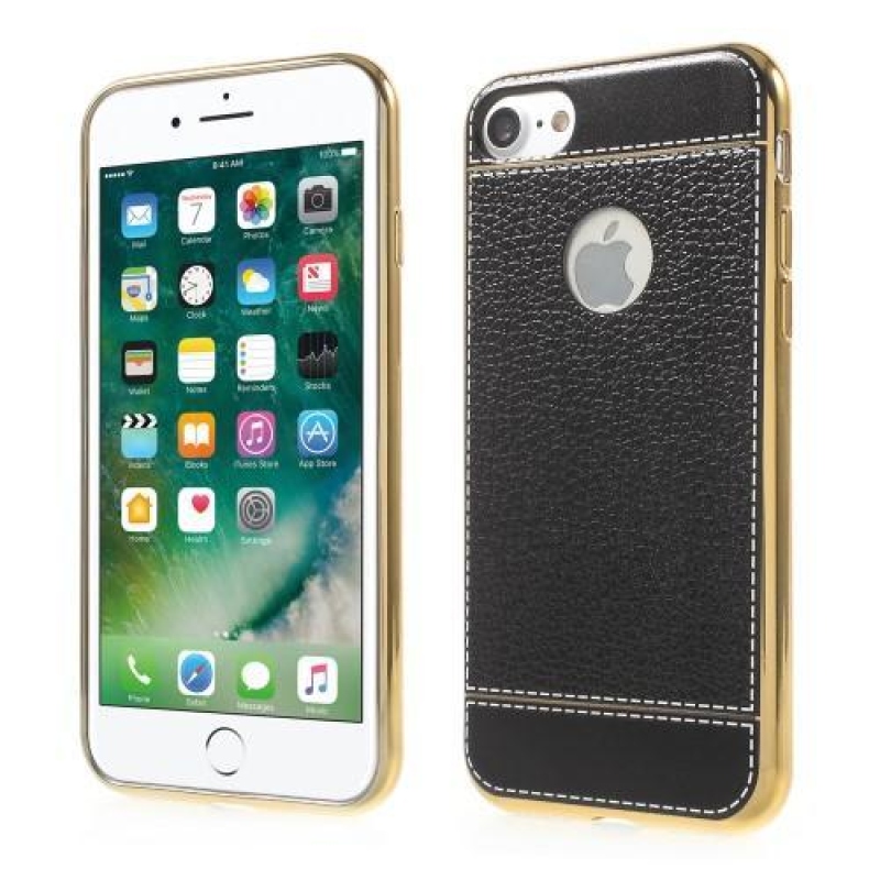 Lethy gelový obal s PU koženými zády a iPhone 7 a iPhone 8 - černý