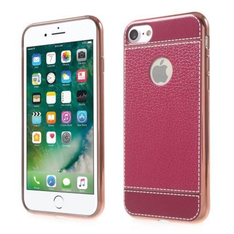 Lethy gelový obal s PU koženými zády a iPhone 7 a iPhone 8 - rose